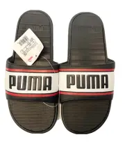 PUMA Slides Mens 8 Cool Cat Sports Retro Slip On Black with Red 373847 01