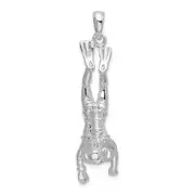 Sterling Silver De-Ani Rhodium-Plated Polished 3D Female Scuba Diver Pendant