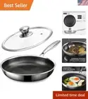 Versatile 9.5 Inch Honeycomb Nonstick Frying Pan with Lid - All Stove Compatible