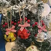 Christmas Decorations Bells,Gold, Silver and Red Pine Needle Berry Bows, 18 Pcs, 5 cm Diameter to Hang on Christmas Tree (Mix)