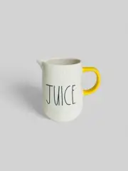 Rae Dunn JUICE Pitcher White And Yellow Handle HTF 2022 Farmhouse Decor