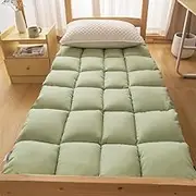 Upgraded Japanese Floor Mattress Extra-Thick Highly Elasticized Downy Cotton Futons Mattress for Adults Foldable Roll up Mattress Dormitory Guest Room(Green,47x79inch/Twin XL)