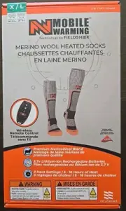 NEW Mobile Warming Merino Wool Heated Socks Unisex XL with Wireless Remote
