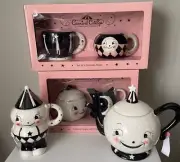 Johanna Parker Laughing Luna Teapot, Sugar, Creamer and Mugs Complete Set New