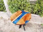 Blue epoxy river coffee table top for cyber monday sale furniture decor