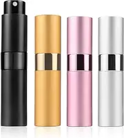 Refillable Mini Perfume Atomiser, 8 ml, Set of 4, Leak-proof & Refillable, Pocket Dispenser for On the Go with Pipette, High-Quality Aluminium (Travel, Fitness, Everyday) - Elegant & Splash-proof