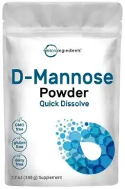 Micro Ingredients D Mannose Powder, Pure Mannose Supplement, Quick Water Solu...