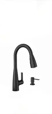 Moen Haelyn Matte Black Single-Handle Pull-Down Sprayer Kitchen Faucet Featuring
