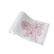 Christmas Print White Table Runner 33 x 180cm Poinsettia