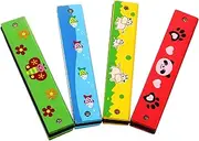 UPKOCH 4pcs Harmonica Set Wooden Mouth Organ Educational for Preschool and Elementary Music Learning Portable and Comfortable for Hands Enhances Motor Skills and Family Bonding