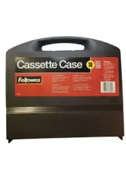 Fellowes 36 Cassette Tape Storage Case Hard Black Plastic w/ Handle VTG 1998