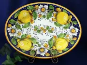 Tuscany Italy Italian Pottery Tuscan Lemons Flowers Oval Serving Platter
