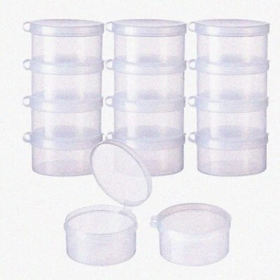 ClearFlip Bead & Tiny Item Organizer - 12 Pack Round Containers with Flip-Up Lid