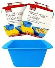 Rapid Mac Cooker | Microwave Macaroni & Cheese in 5 Minutes | Perfect for Dorm, Small Kitchen or Office | Dishwasher Safe, Microwaveable, BPA-Free | Blue, 2 Pack