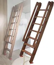 Wooden Bunk Bed Ladder 59 Inch - 5 Runner Non-Slip Ladder, Wooden Loft Bed Ladder Inclined Ladder with Non-Slip Feet, Easy to Assemble