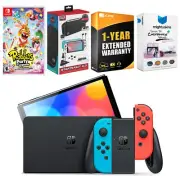Nintendo Switch Neon Red/Blue OLED + Pokemon Shield + Accessory Kit