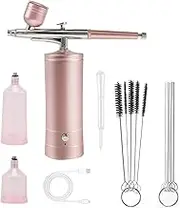 Mini Air Brush Kit,Nail Airbrush Sprayer,Air Brush Set,Cordless Air Brush,Nail Airbrush Machine,Rechargeable Airbrush Kit,Handheld Cordless Airbrush for Nail Art Painting (Pink)