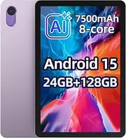 plimpton 2025 AI-Powered 10 Inch Android 15 Tablet – 24(8+16) GB RAM+128GB ROM, Upgraded 7500mAh Battery(50% Bigger Than Average), Gesture Control, Octa-Core CPU, PlimPad P2