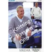 New Sirdar 5763 Denim Tweed Mens VNeck or Crew Pullover Sweater Knitting Pattern