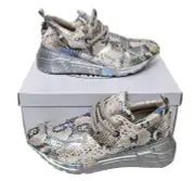STEVE MADDEN Womens Lovely Cliff Silver Lace Up Trainers Sneakers EU 40 UK 7