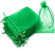 Organza Bags, 100PCS 7x5 Inch Translucent Green Organza Bags, Reusable Jewelry Bags with Drawstring for Party, Jewelry, Festival, Makeup Organza Bags 4x6 Jewelry Bags Green Organza Bags Mesh Bags Dra