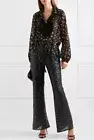 NWT Anna Sui black Sequin Flare Pants Size Small Z41-12