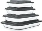 8-Piece Deep Glass Baking Dish Set with Plastic Lids Freezer-To-Oven and Dishwas