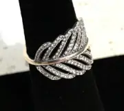 Pandora Light As A Feather Ring Clear CZ 190886CZ +HINGED BOX +POLISH CLOTH +Tag