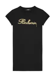 Balmain Kids Logo-embroidered Cotton Dress (6-8 Years) - Black - 08YR (8 Years) 08YR (8 years)