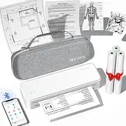 Inkless Portable Printer for Travel, Wireless Thermal Printer Supports 8.5 x 11 Inch US Letter Size, Bluetooth Machine Includes Carry Case and 3 Rolls of Thermal Paper Kit, White