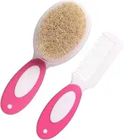 Kisangel 2pcs Set Hairbrush Newborn Care Comb Brush Scalp Massager Gentle Material Ergonomic Handle