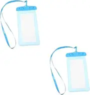 [jojofuny] 2pcs Waterproof Mobile Phone Bag Float Marine Impermeable Lanyard Swimming Wet Blue Pouch Case Universal Screen Touch Phone Bag Waterproof Phone Bag Clear Phone Container