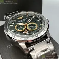 在飛比找ETMall東森購物網優惠-ARMANI手錶, 男錶 44mm 銀圓形精鋼錶殼 墨綠色機