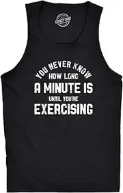[Crazy Dog T-shirts] Mens You Never Know How Long A Minute Is Until Youre Exercising Fitness Tank Funny Workout Joke Tee For Guys
