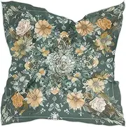 [sanluoli] Boho Style Flower Floral Green square silk scarf scarves and wraps elegantes neck scarf for women for head bufanda para mujer elegante, Boho Style Flower Floral Green