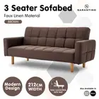 New Sarantino 3 Seater Sofa Bed Lounge Couch Modular Furniture Home Linen Brown