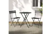 Gardeon 3PC Outdoor Bistro Set Steel Table and Chairs Patio Furniture Black