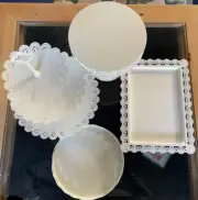 Reime 4 Pieces Milky White Cake Stand Set Display Cupcake Dessert Fruit Metal Tr