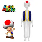 Super Mario Bros 2 Toad Cosplay Costume Halloween Roleplay Party Adults Tops+Pants+Hat Outfits Sets Gifts -NMAOV L