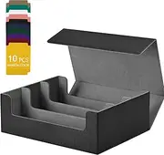 3-Row Card Storage Case for 1800+ Cards - Mtg Deck Box for Trading and Sports Cards With Dual Color Design - Black & Grey