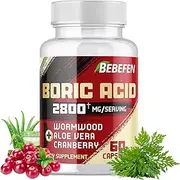 2800mg Boric Acid Powder Supplement with Cranberry, Aloe Vera & more - Non-GMO & Gluten Free Formula - 60 Capsules