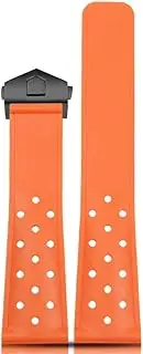 KTKBXUDMUL 22mm Soft Rubber Silicone Watchband for TAG HEUER Strap for Monaco Carrera Formula 1 Watch Band Waterproof Bracelet Folding Buckle(Orange BK)