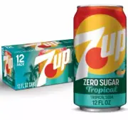 7 Up Tropical Flavored Zero Sugar Soda 12 pack
