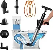 KAPEICamper Toilet Plunger, Stainless Steel Toilet Clog Remover, High Pressure Drain Blaster, Manual Drain Clog Remover with Visual Barometer for Toilets, Bathroom, Sink, Clogged Pipe, Floor Drain