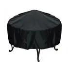 Round Black Fire Pit Cover Waterproof Weather Resistant Outdoor Grill BBQ Cover