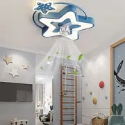 LED Fan Ceiling Light Ceiling Fan Light Children's Room Decorative Furniture Light Bedroom Light Strong Wind Quiet Highlighting Stepless Dimming with Remote Co
