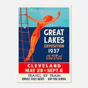 Galrie 1937 Cleveland Great Lakes Exposition Vintage Travel Poster Artwork, Poster Only, A1 60 x 84cm (23 x 33inch)