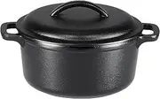 [Amazon Basics] Pre-Seasoned Cast Iron Round Dutch Oven with Dual Handles, 1.9 Liters, Black
