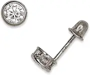 [JewelryWeb] 925 Sterling Silver Rhodium Plated 4mm Round CZ Simulated Diamond Screw Back Earrings Stud Earring for Women