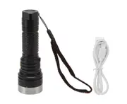 Outdoor Aluminum Alloy LED Torch Mini Portable Multi-function USB Charging Flashlight(Black)